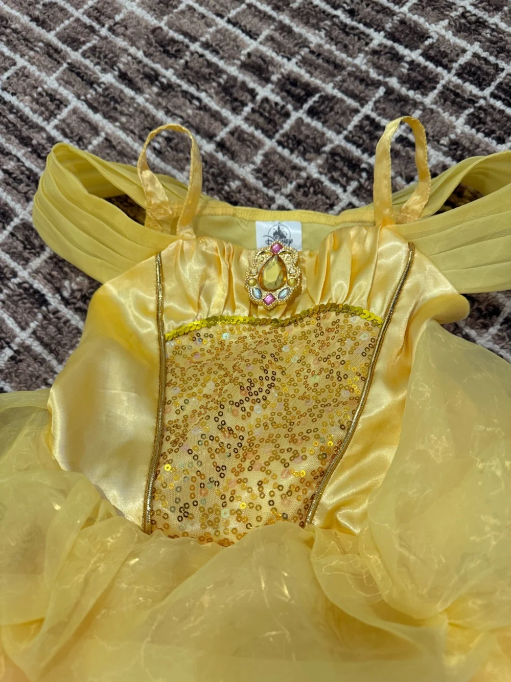 Disney Store Princess Belle Costume with Pink Rose Accents size 4T